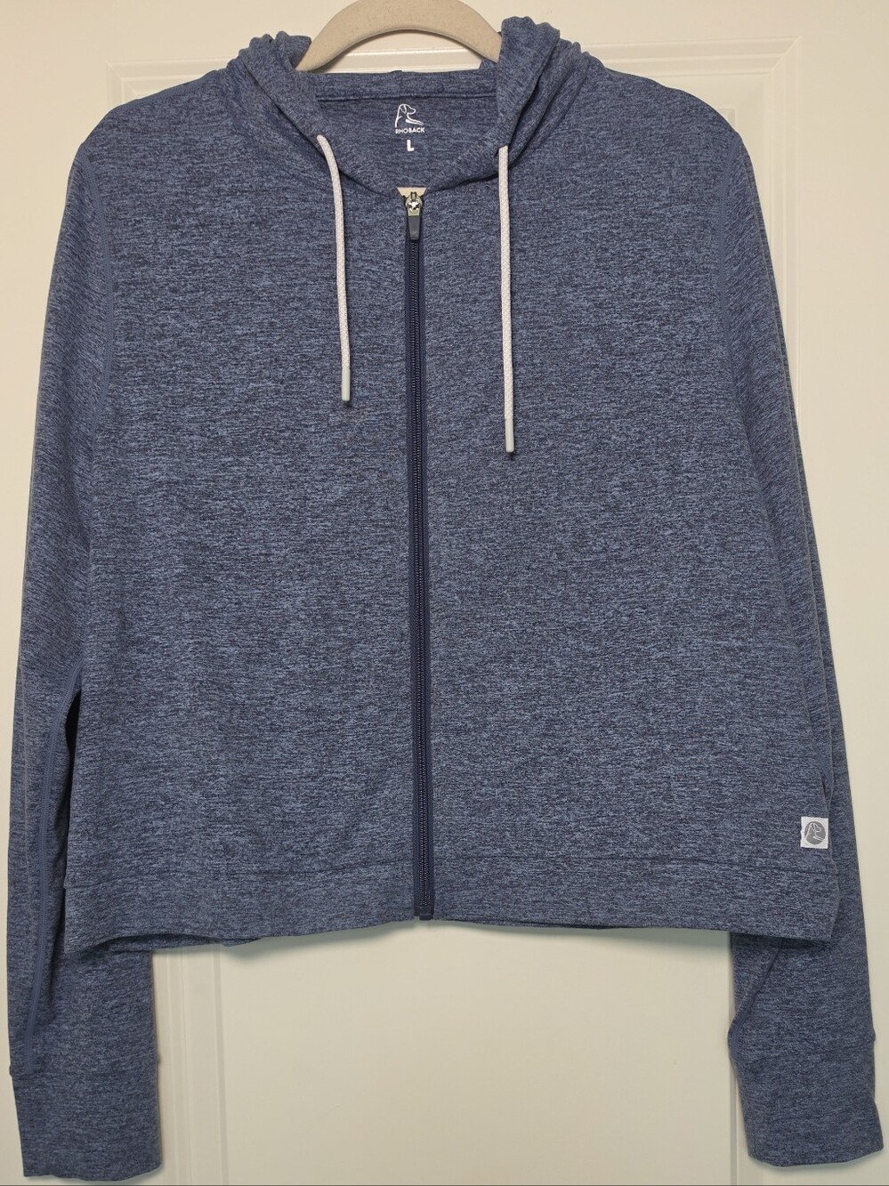 Rhoback Women’s Heather Blue Performance Full Zip Hoodie Athleisure Large